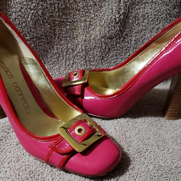 Jessica Bennett 6.5 patent pink with red trim - Picture 4 of 5